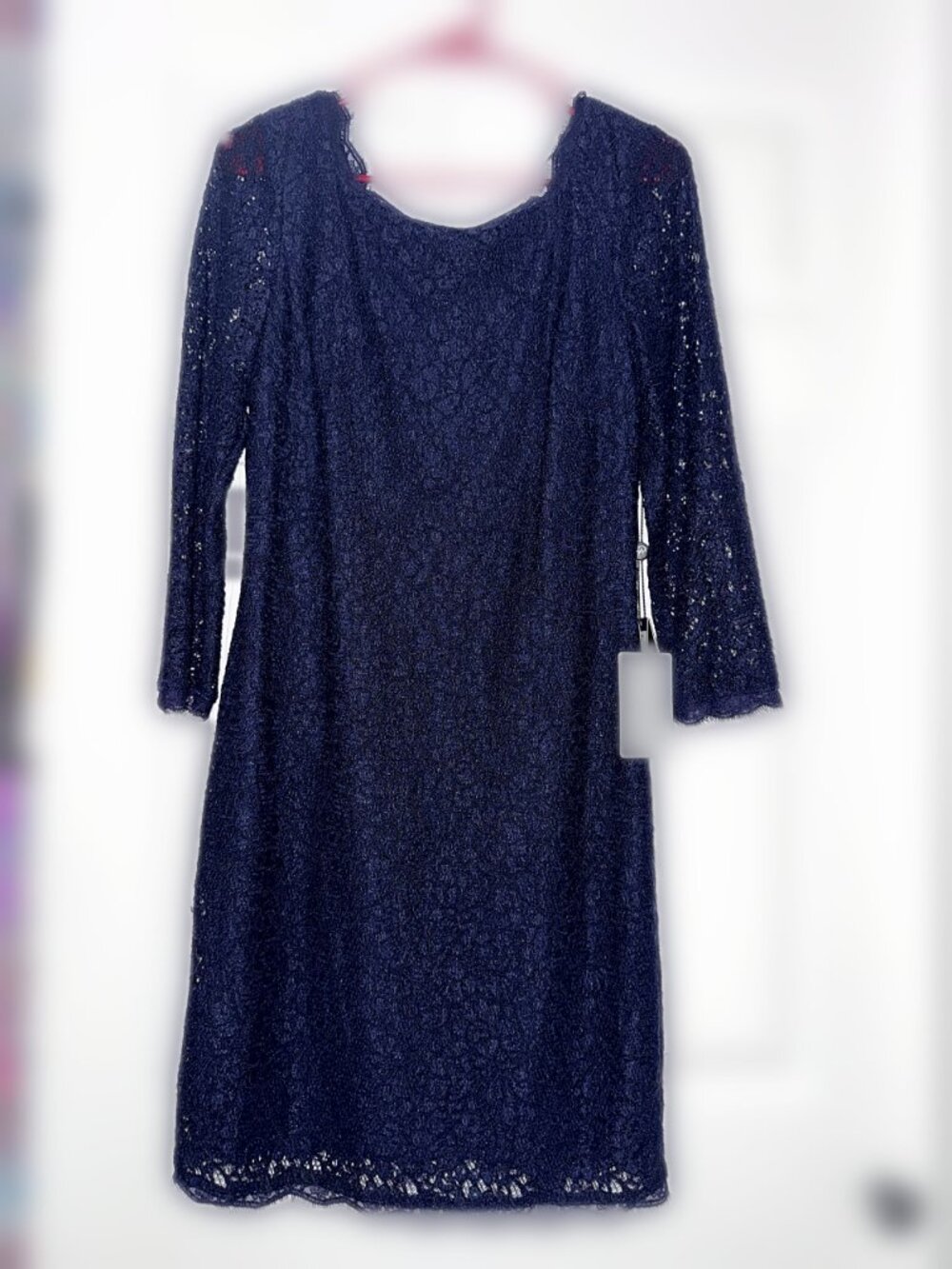 Adrianna Papell Navy Lace Sheath